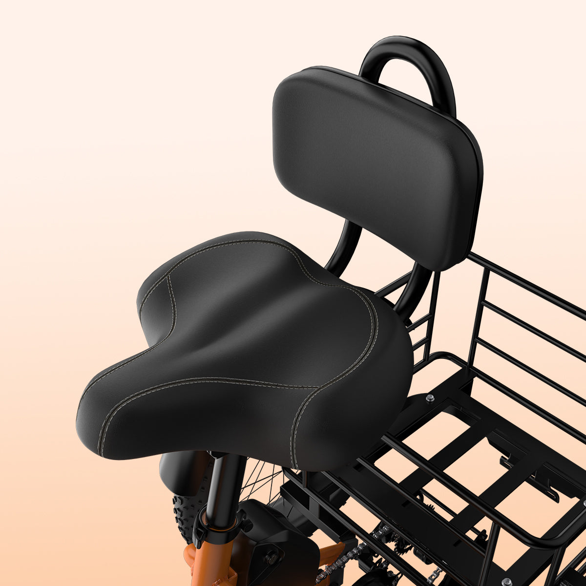 Pehmustettu ergonominen satula selkänojalla